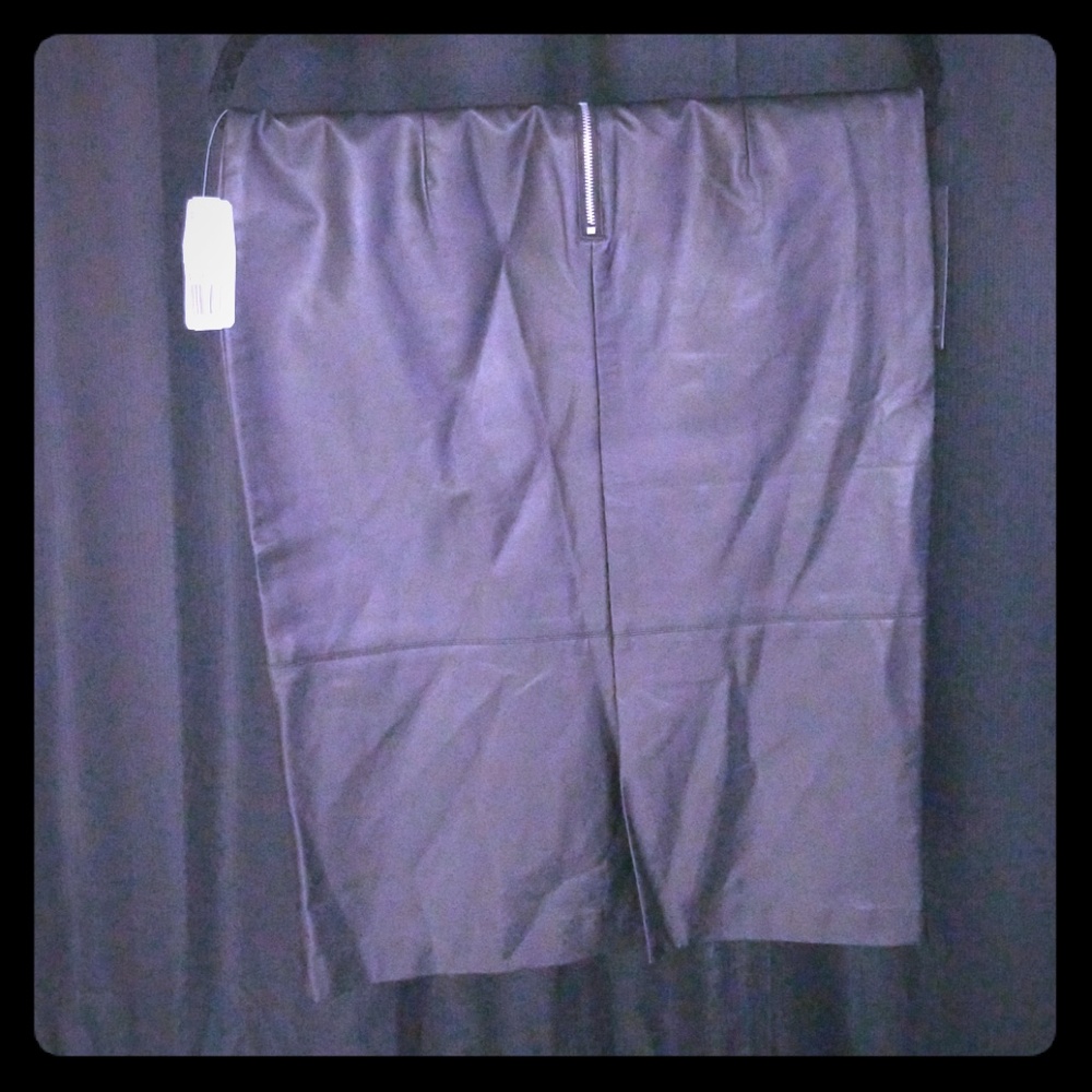 Faux leather midi skirt
